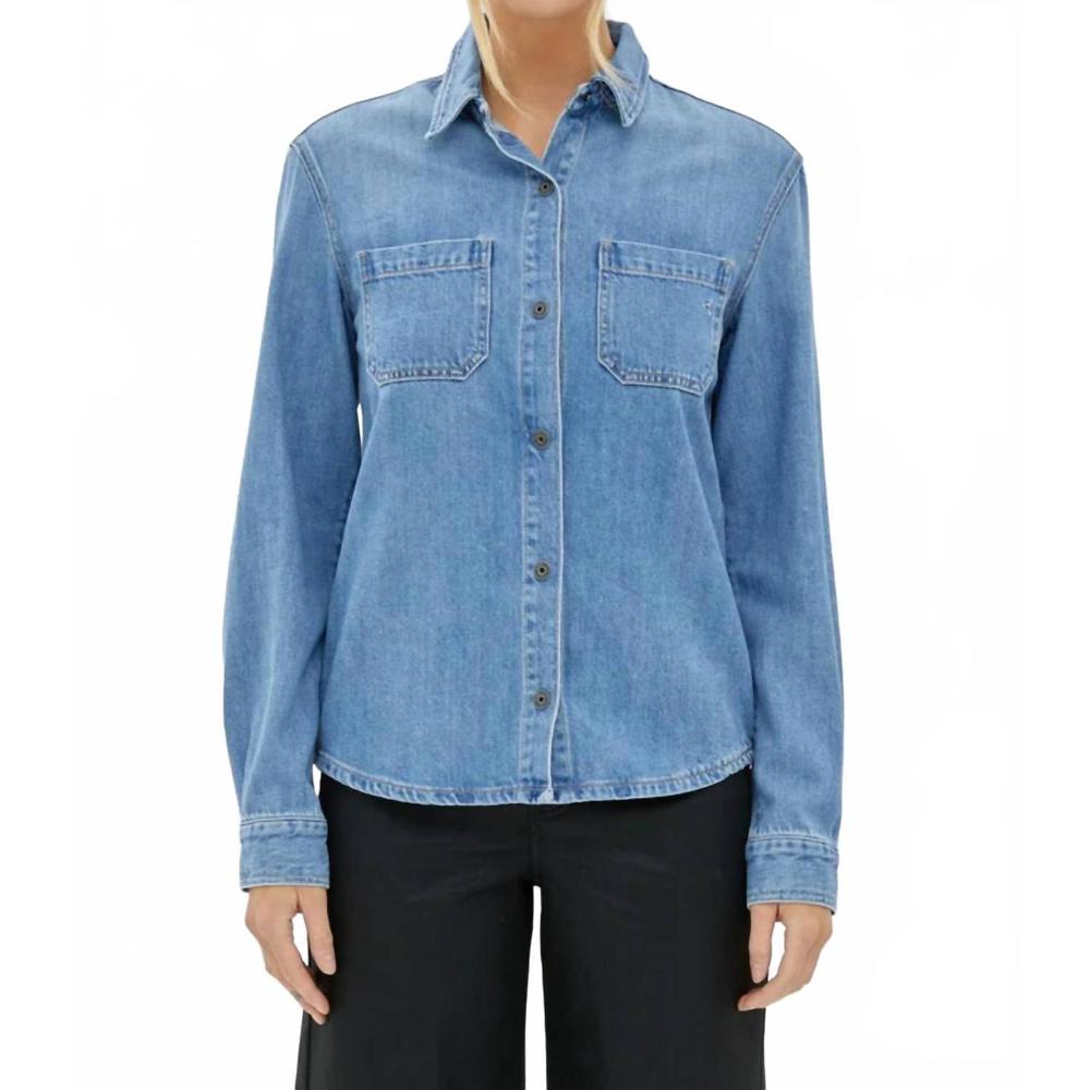 NEW HIDDEN classic fit denim shirt in blue
